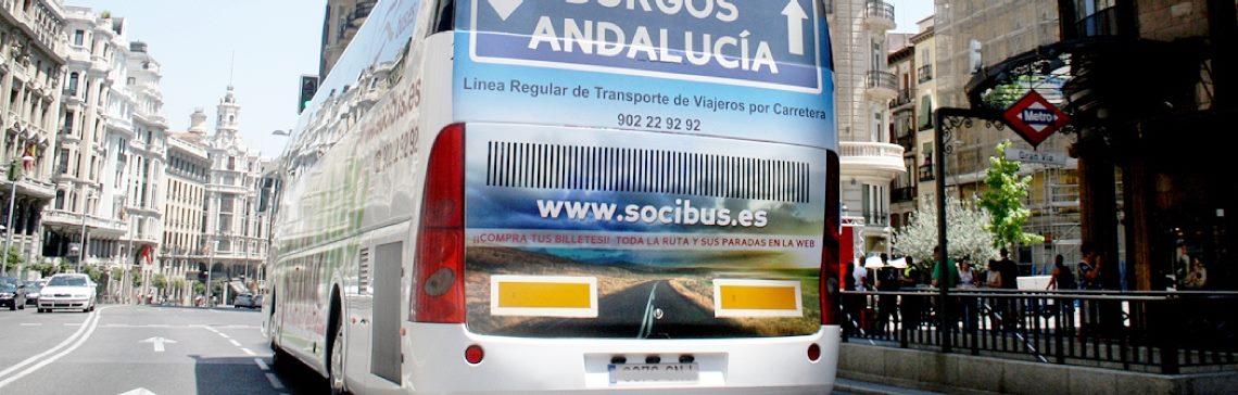 Socibus manages the bus routes Madrid - Seville, Madrid - Córdoba, Madrid - Cádiz, Madrid - Huelva, Córdoba - Cádiz, Córdoba - Huelva, Bilbao - Seville, Bilbao - Málaga, Bilbao - Córdoba, Bilbao - Cádiz, Irún - Algeciras